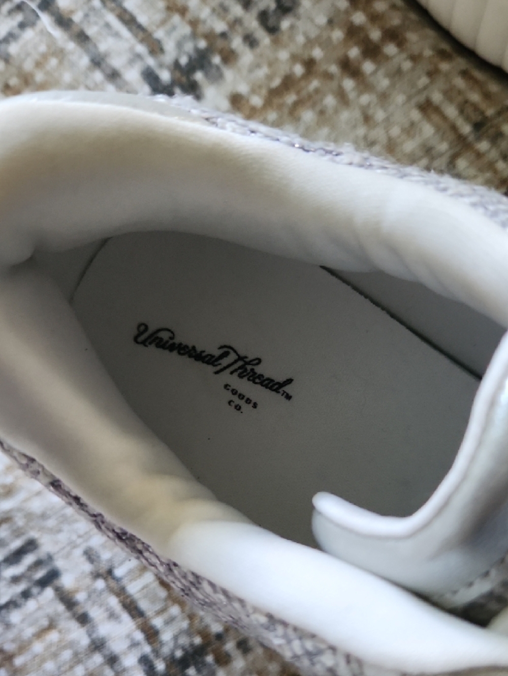 Universal Thread Tweed Lace-Up Sneaker in White and Silver Metallic - Picture 2 of 6